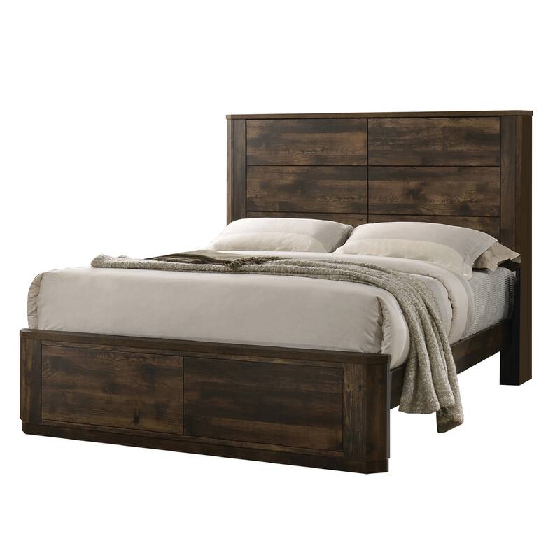 Wood Panel Bed in Rustic Walnut Finish - King