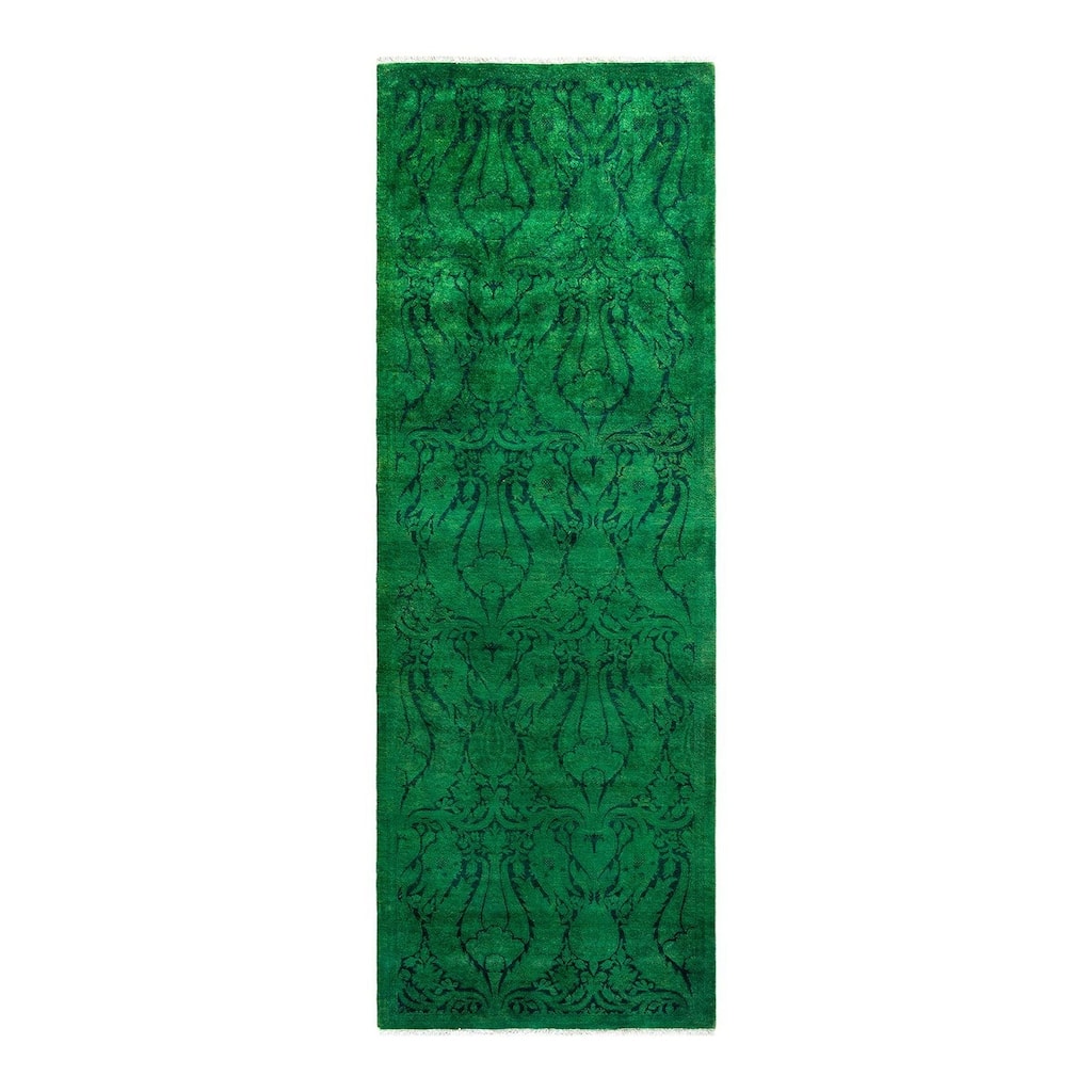 Contemporary Overdyed Wool Hand Knotted Runner - 2' 8" x 7' 9"