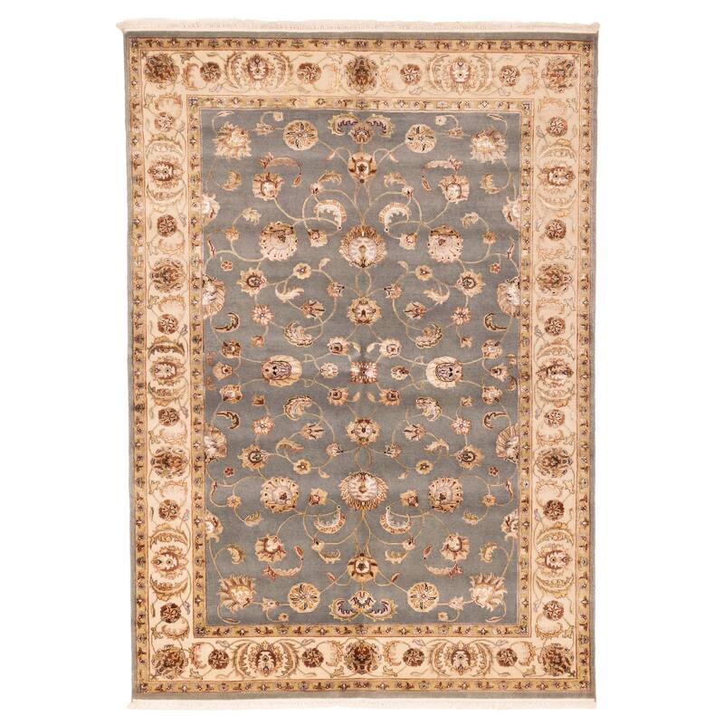 ECARPETGALLERY Hand-knotted Mirzapur Dark Grey Viscose, Wool Rug - 6'0 x 8'8
