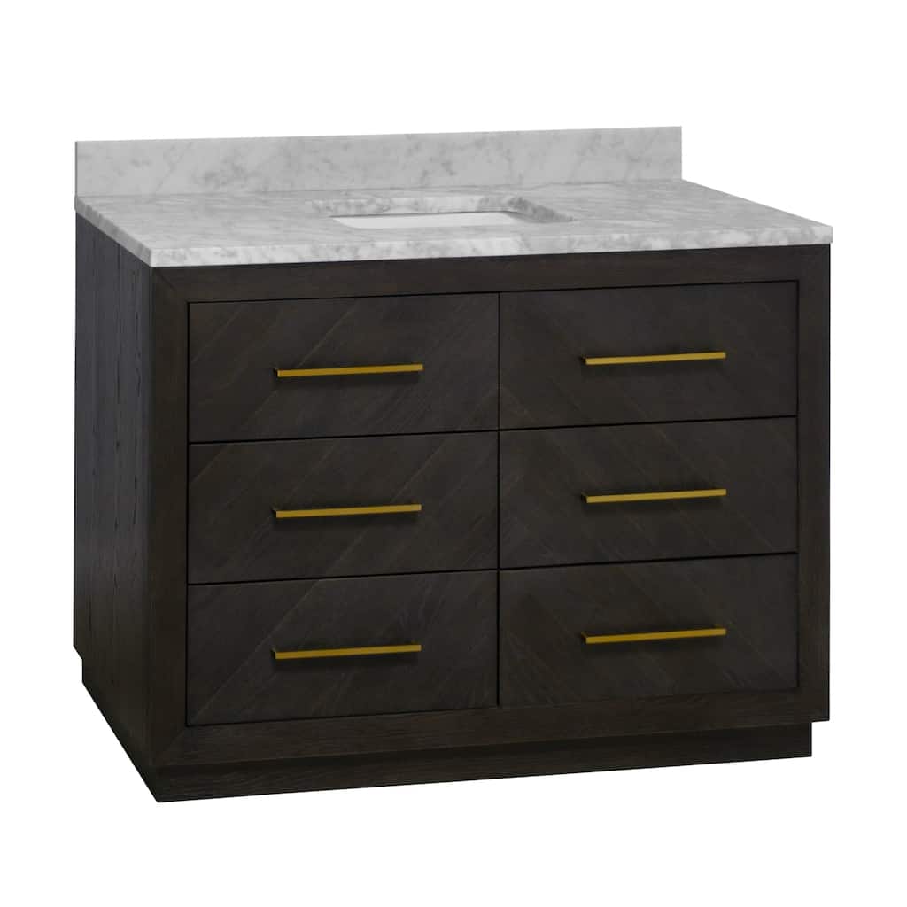 KitchenBathCollection Avery 48" Bathroom Vanity with Carrara Marble Top