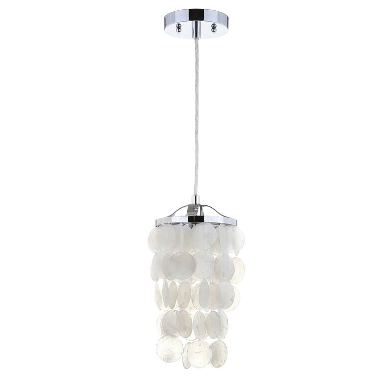 Nova 7" Seashell LED Pendant Pendant, White/Chrome by JONATHAN Y