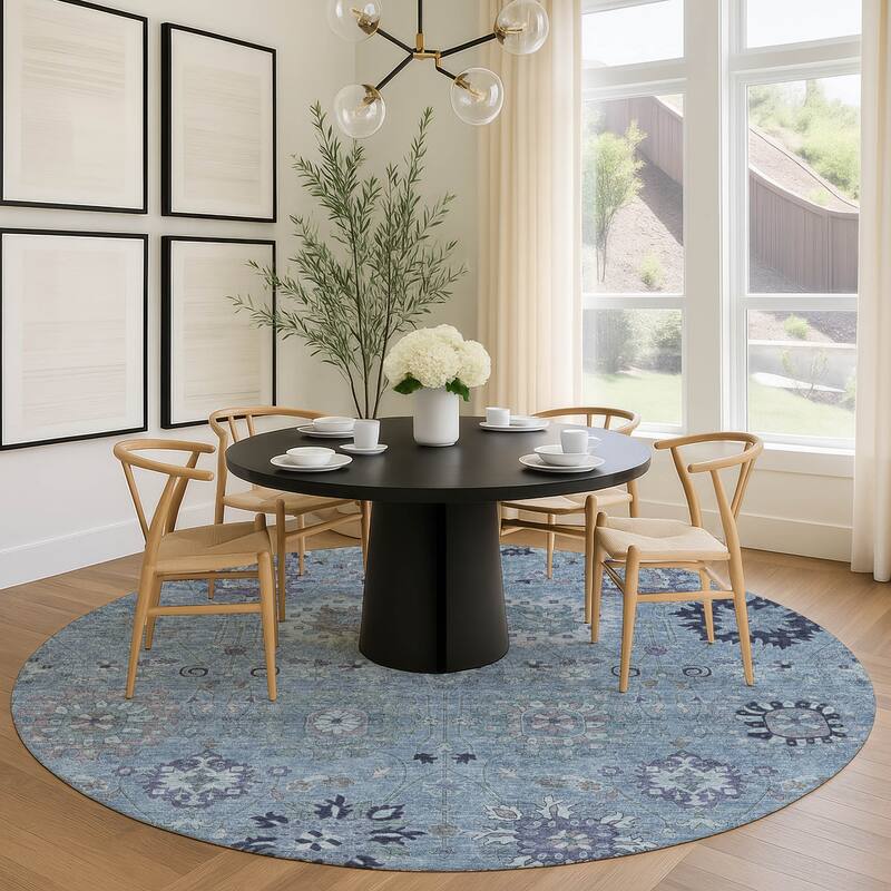 Machine Washable Indoor/ Outdoor Vintage Traditional Chantille Rug