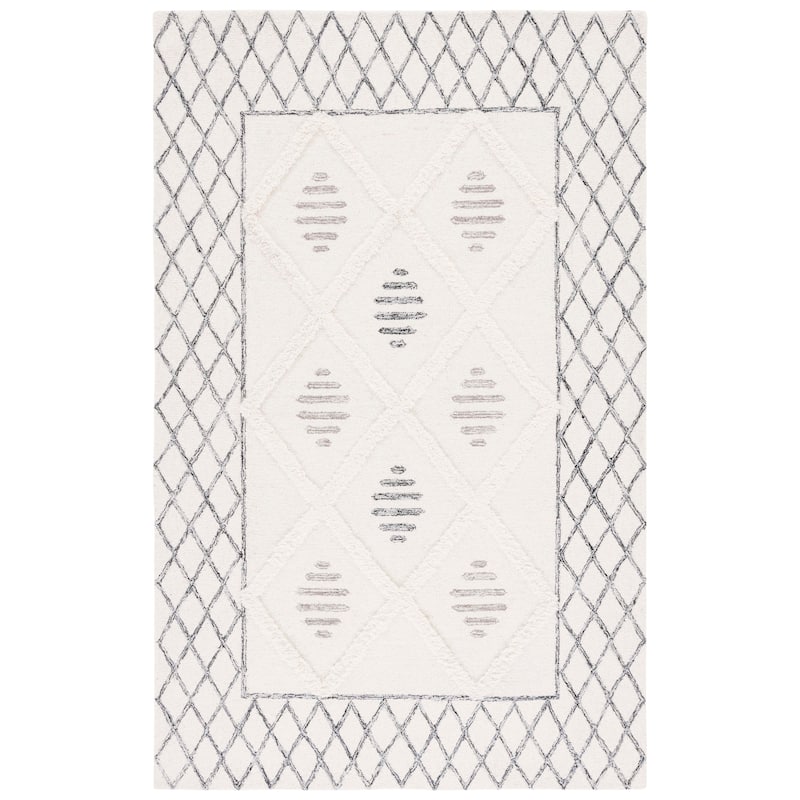 SAFAVIEH Handmade Casablanca Gizi Wool Rug - 6' Square - Ivory/Black