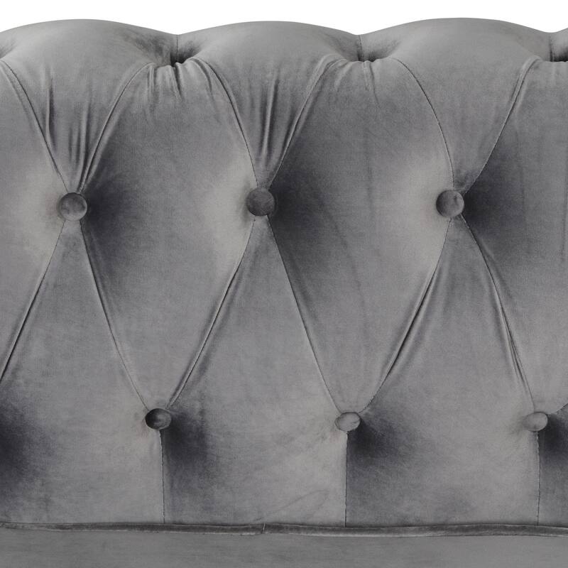 Classic Tufted Velvet Upholstered Chesterfield Club Chair Loveseat Sofa 3 Pieces with Nailhead for Living Room by Morden Fort