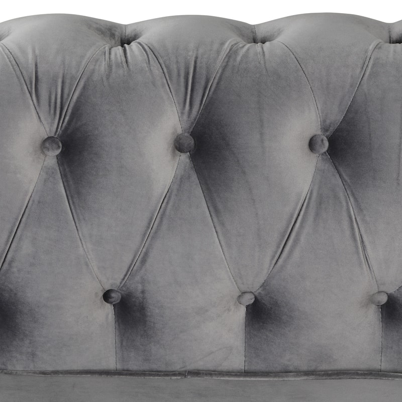 Morden Fort Velvet Chesterfield Loveseat with Button Tufted, Nailhead and Solid Legs for Living Room