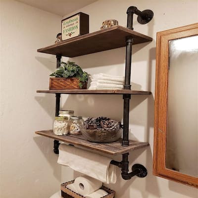 Industrial Pipe Wall Bathroom Shelf