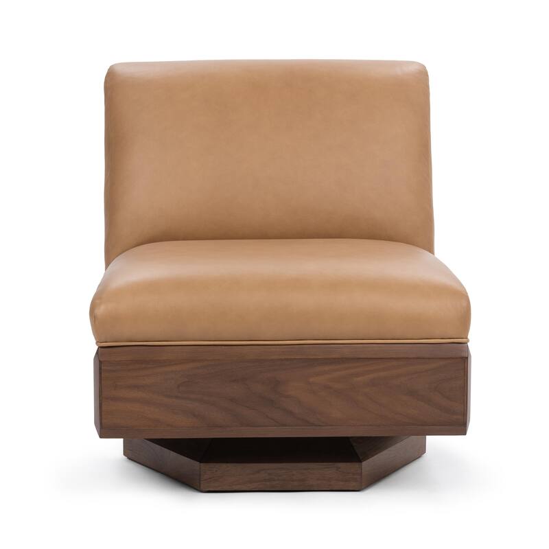 Classic Home Myla Top Grain Leather Swivel Accent Chair