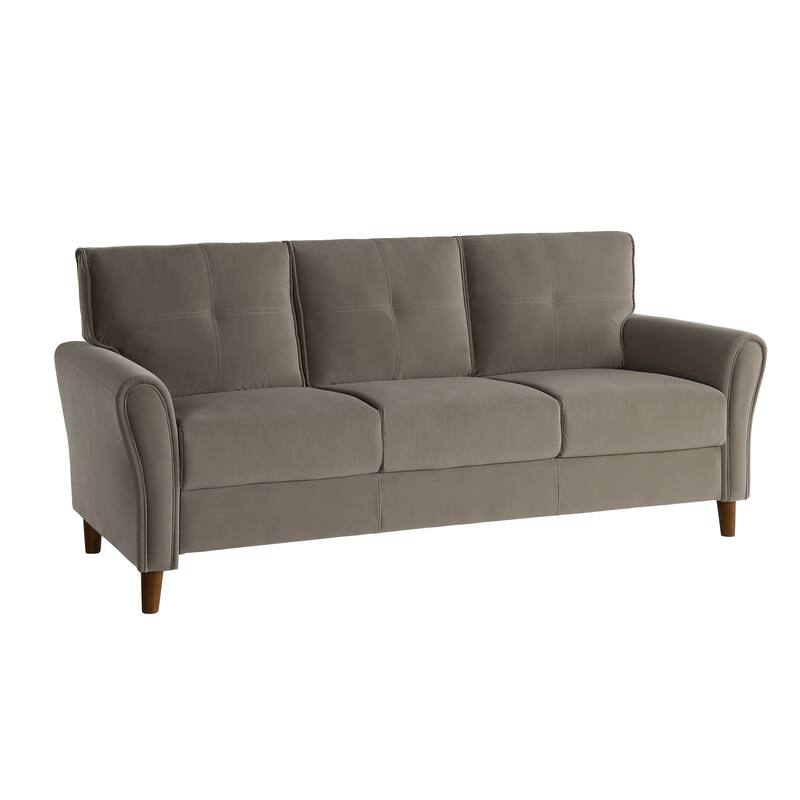 Velvet Upholstery Plush Tufted Sofa with Flared Arms, Solid Wood Frame - 1pc 80" Modern Living Room Couch