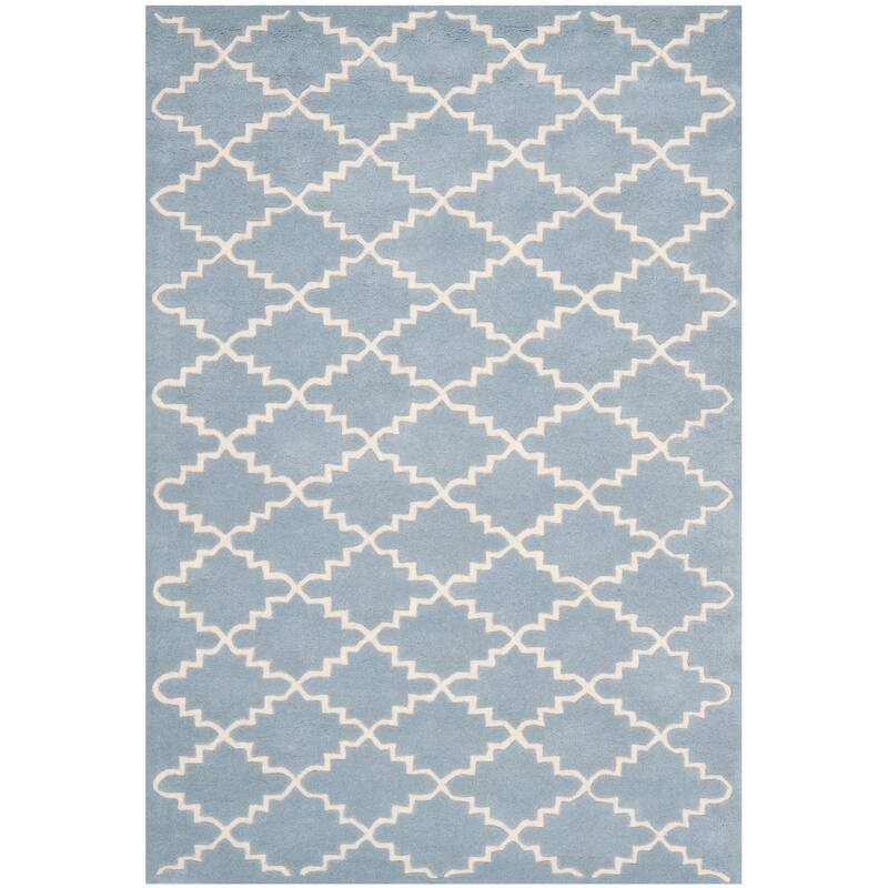 SAFAVIEH Handmade Chatham Slavna Modern Moroccan Wool Rug - 3' x 5' - Blue/Ivory