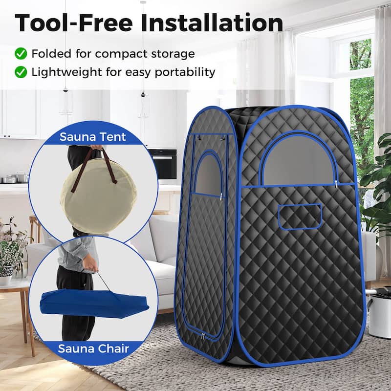 Gymax Portable Home Sauna Full Body Steam Sauna Tent w/ 3L Steam