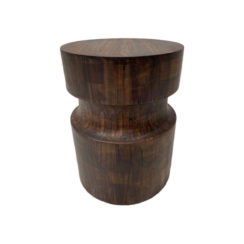 Sevita Humphrey Brown Handmade Solid Mango Wood Drum Side Table