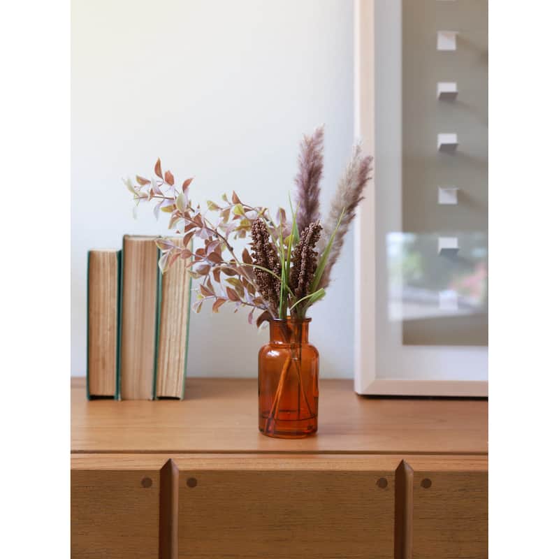 13.8"H Fall Floral Arrangement in Glass Vase