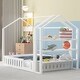 preview thumbnail 11 of 10, White Full Size Wood House Bed with Fence and Storage Shelves