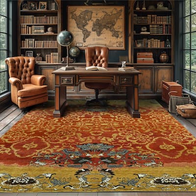 LoomBloom Gray Hand Woven Traditional Oushak Wool Oriental Area Rug - 7' 7'' x 9' 9''