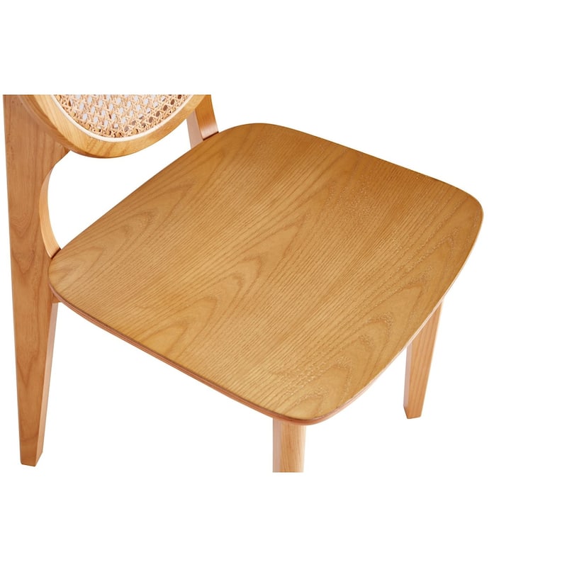 Manhattan Comfort Versailles Round Dining Chair in Black and Natural Cane - Set of 2