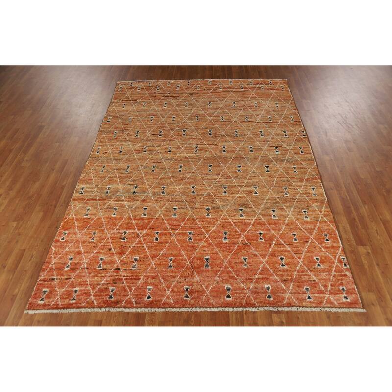 Trellis Moroccan Oriental Area Rug Handmade Wool Carpet - 6'9" x 9'8"