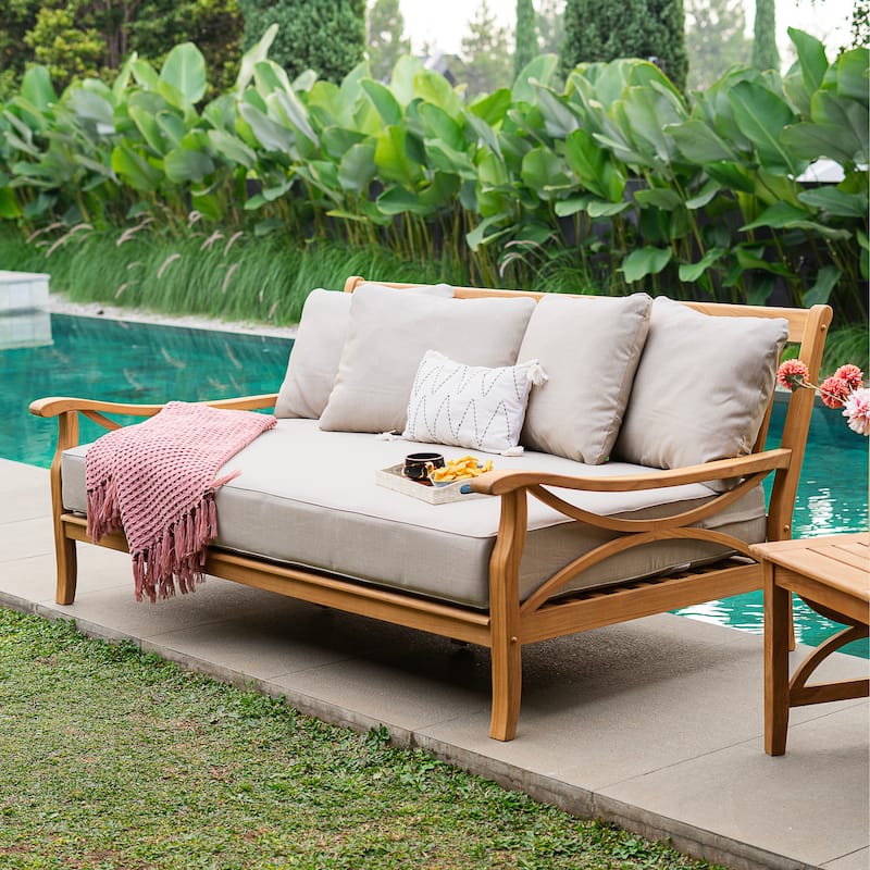 Cambridge Casual Lowell 4-piece Teak Wood Patio Conversation Set with cushion