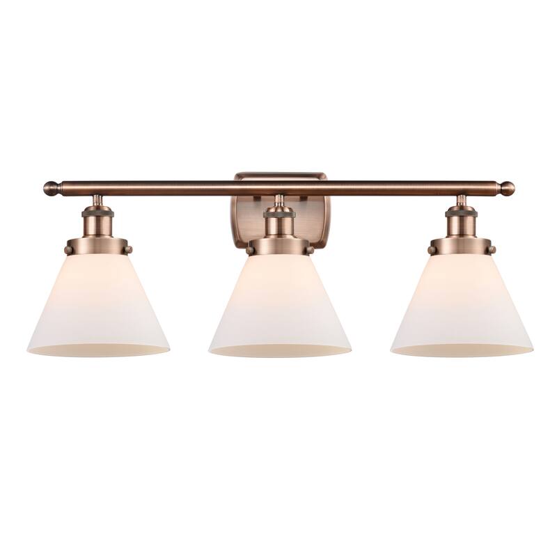 Innovations Lighting Ballston Urban Cone - 3 Light 28" Bath Vanity Light - Antique Copper/Matte White