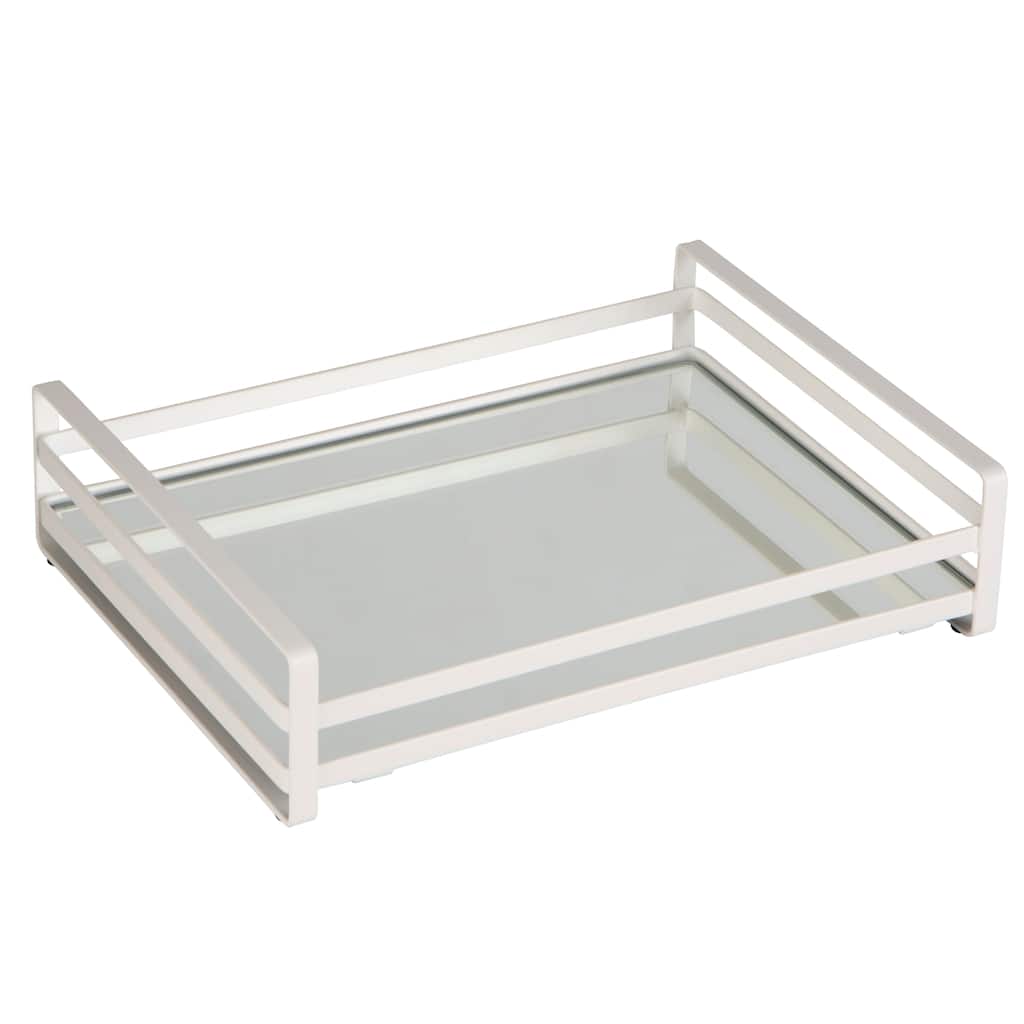 Home Details Flat Wired Rails Large Vanity Tray - Silver - 11.4"x 8.6"x 2.7"
