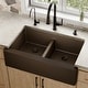 preview thumbnail 15 of 16, Karran Farmhouse Apron Front Quartz Double Bowl Kitchen Sink