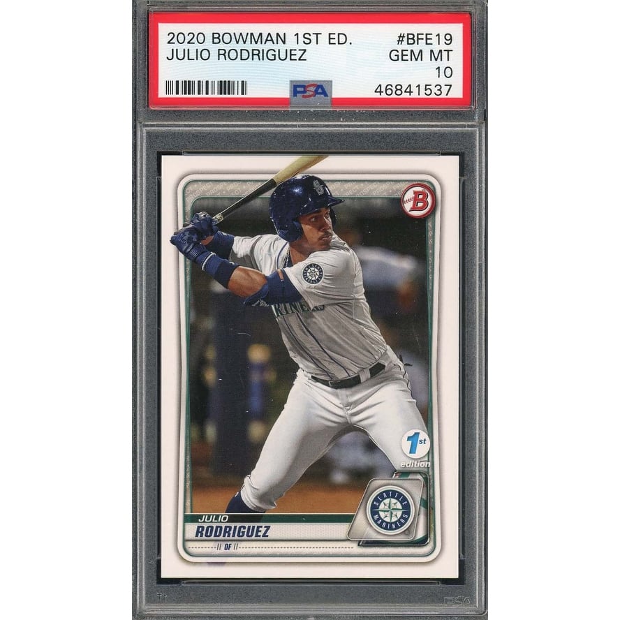 Julio Rodriguez 2020 Bowman 1st Edition Baseball Rookie Card BFE19 Graded PSA 10 - 8'6" x 11'6"