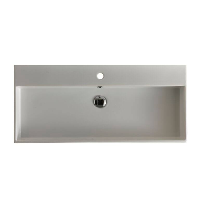 WS Bath Collections Ceramica I 35" Vessel or Wall Mounted Sink with - White