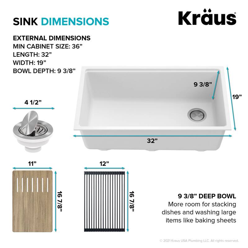 KRAUS Bellucci Workstation Undermount Granite Composite Kitchen Sink