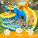 preview thumbnail 8 of 8, Oxford Cloth Inflatable Castle Bounce House In Blue And Yellow With Curved Slide, Whack-A-Mole & Water Play Function - N/A