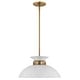 preview thumbnail 1 of 4, Perkins 1 Light Small Pendant Matte White with Burnished Brass