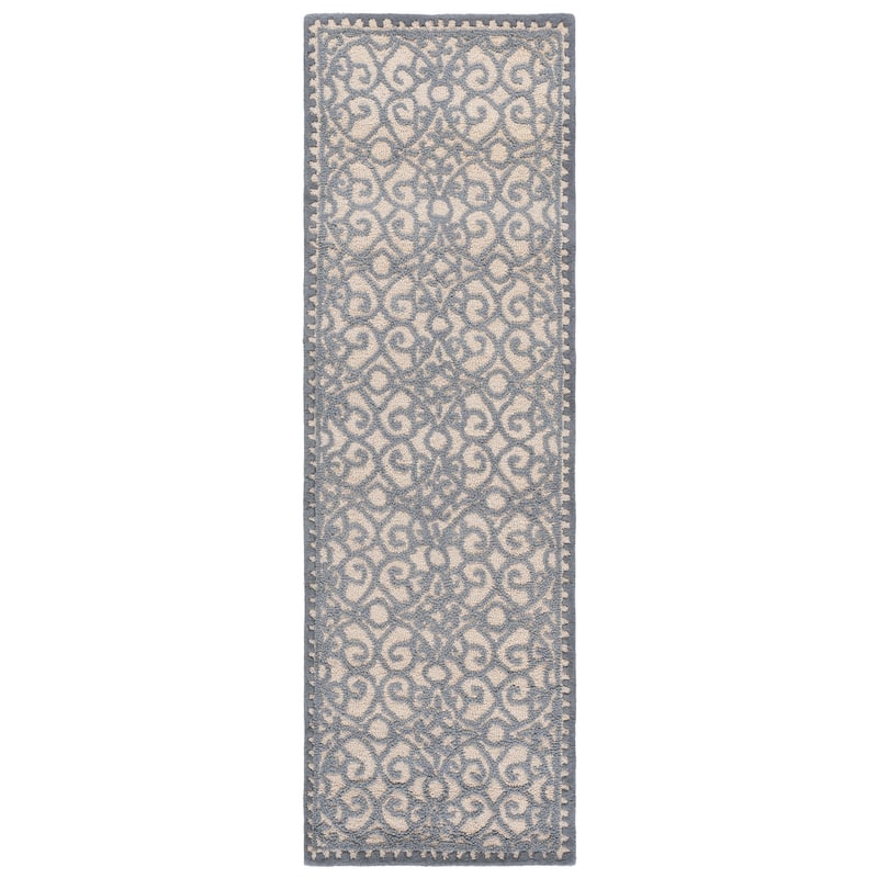 SAFAVIEH Handmade Cambridge Alodie Geometric Wool Rug - 2'6" x 8' Runner - Glacier