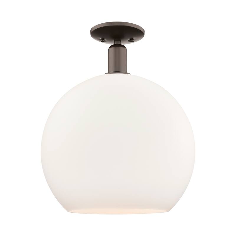 Innovations Lighting Endless Possibilities Arcadia - Athens - 1 Light 14" Semi-Flush Mount - Oil Rubbed Bronze/Matte White