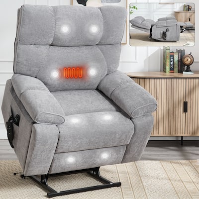 Heavy Duty Dual Motor Infinite Position Power Lift Heat Massage Recliner with Hidden Cup Holders and Power Remote