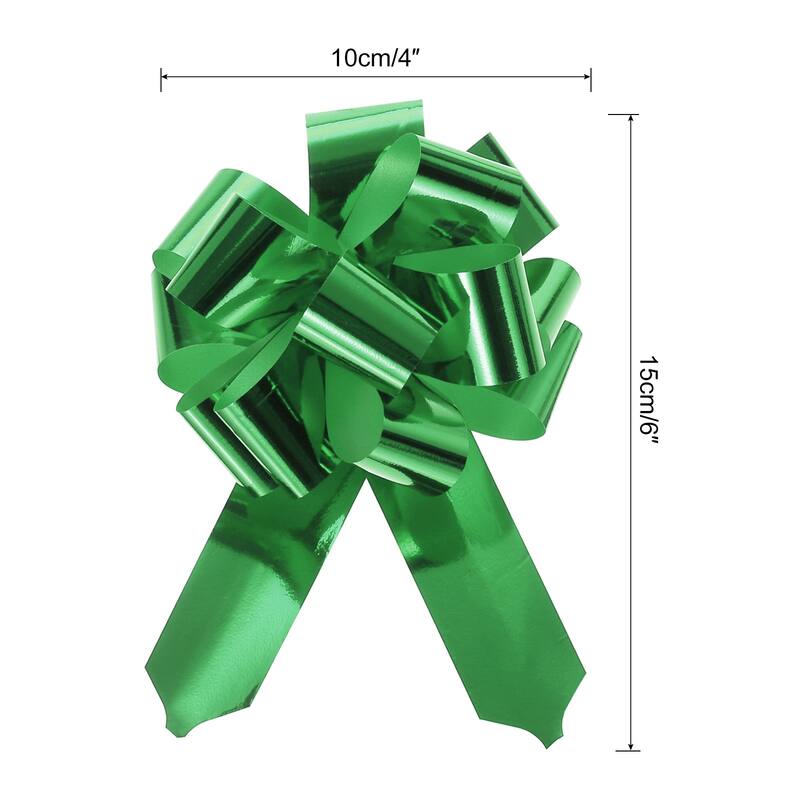 10pcs Metallic Large Big Pull Bow Gift Wrapping Bows Ribbon for Decor - Green - 4 inch