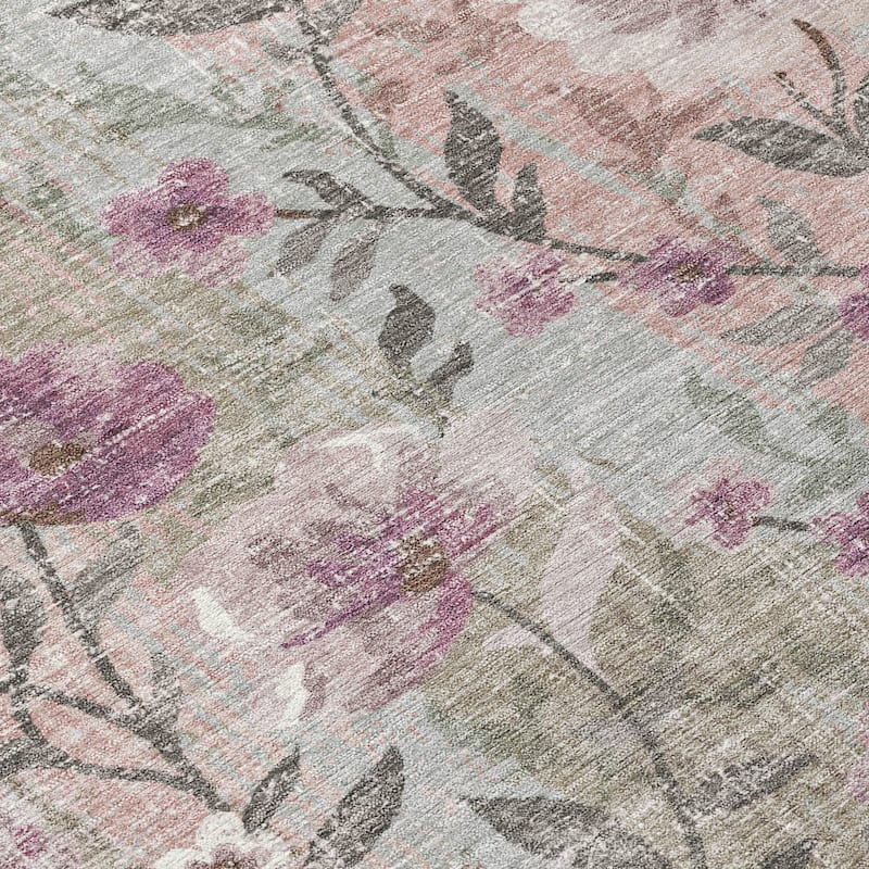 Machine Washable Indoor/ Outdoor Floral Joy Chantille Rug