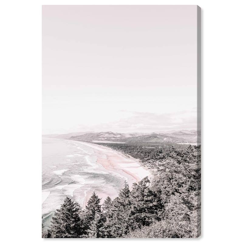 Wynwood Studio Canvas Nautical and Coastal Oregon Tree Shore Muted White and Nautical & Coastal Wall Art Canvas Print
