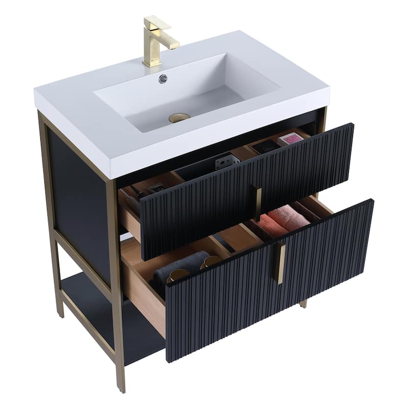Fine Fixtures Serenity Modern Bathroom Vanity with White Gel Acrylic Top