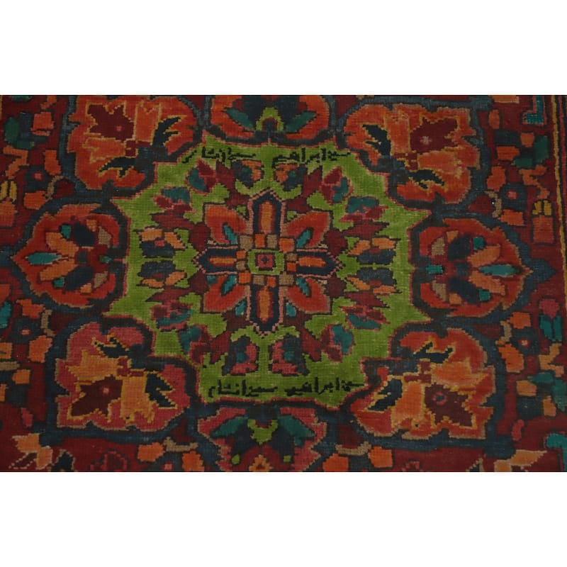 Hand Knotted Oriental 100% Wool Carpet Traditional Floral Red Heriz Runner Rug - 11' 1'' X 3' 10''