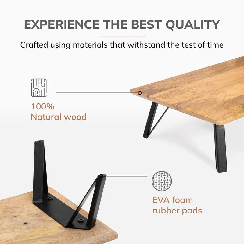 Jani Wood Monitor Stand Riser Desk - Ergonomic Design Stand, Desktop Organizer Table for Home, Office Workspace, Gaming Desk