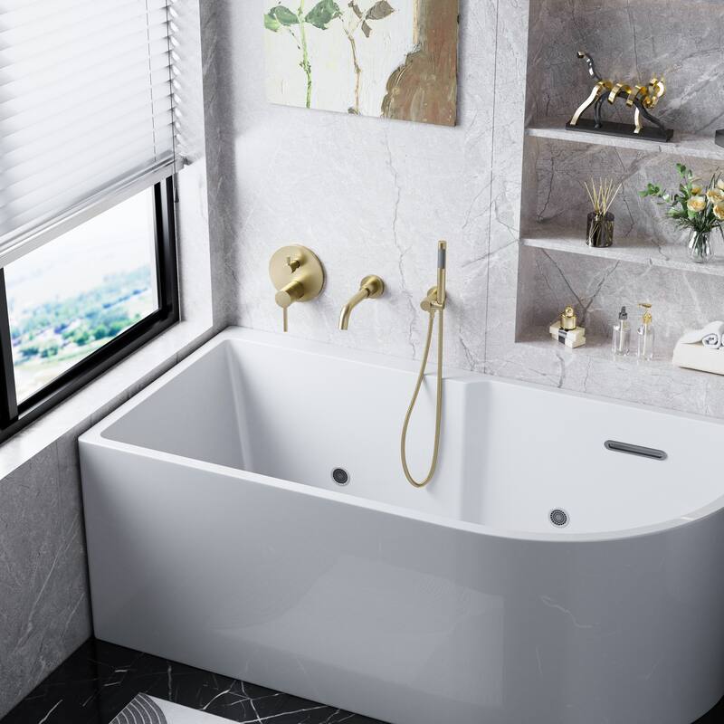 Modland Luxury Wall Mounted Bathtub Faucet With High-pressure Handheld Shower and Tub Spout