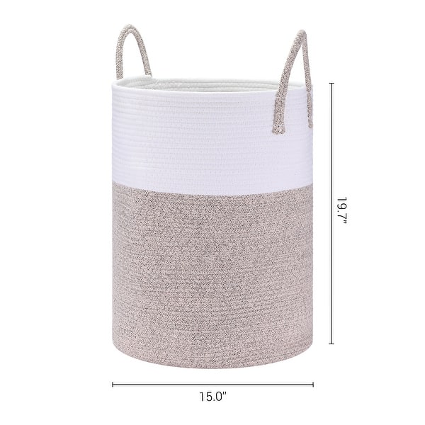 dimension image slide 0 of 5, Woven Storage Bin with Handles, Shelf Closet Storage Basket Organizer Bin for Blankets, Clothes, Shoes in Living Room Home Decor
