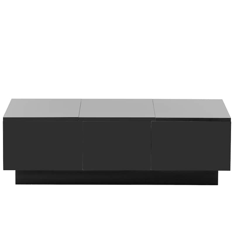 Stylish Coffee Table with 2 Storage Compartments, 2 Drawers and Sliding desktop, for Living Room, Black
