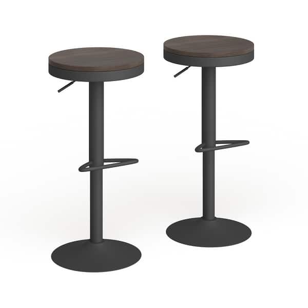 slide 1 of 55, Carbon Loft Goddard Industrial Adjustable Bar Stool (Set of 2) Antique Metal/Brown Wood