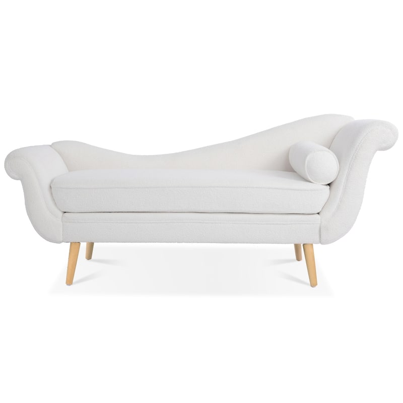 White Calvert Contemporary Chaise Lounge with Scroll Arms