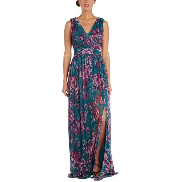 Nightway Women's V Neck Floral Print Gown Black Size 4 Petite - Bed Bath &  Beyond - 40626057