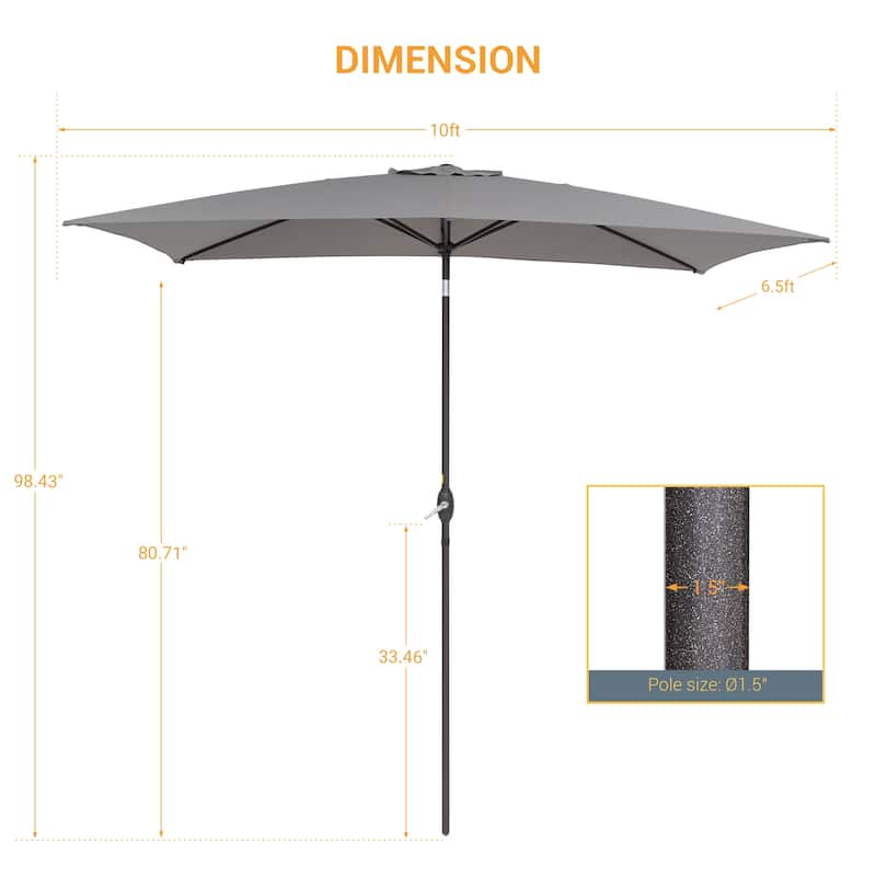 LIVOOSUN 10 x 6.5ft Outdoor Market Patio Umbrella w/Tilt and Crank