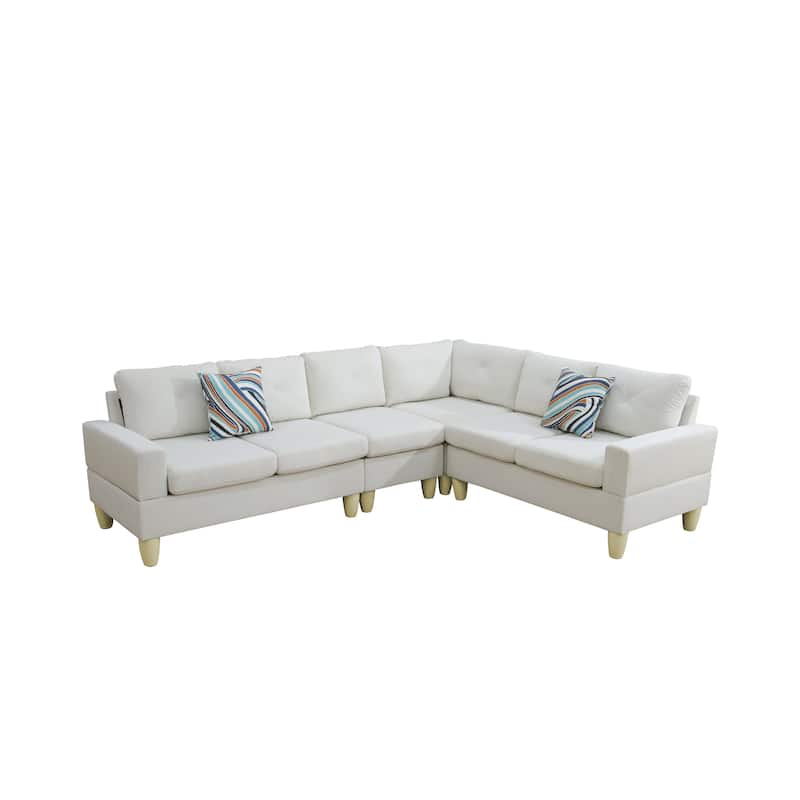 Beige Massa Flannel 4-Piece Couch Living Room Sofa Set