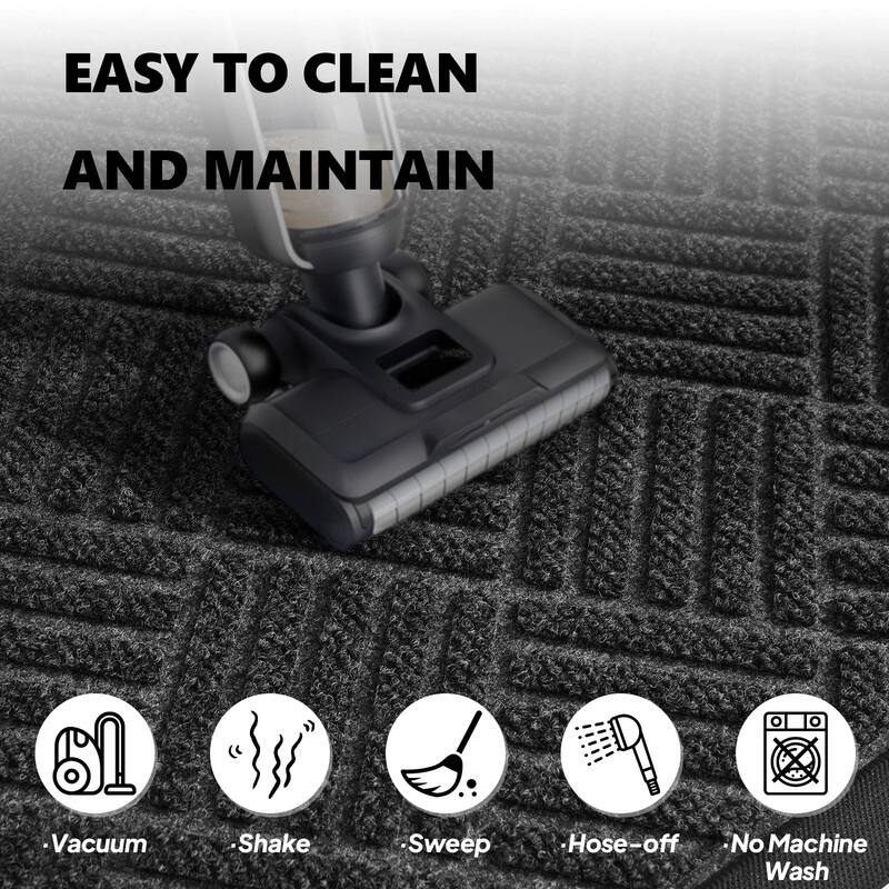 Front Door Mat Non-Slip Backing Entry Mat Low Profile Doormat In Grey