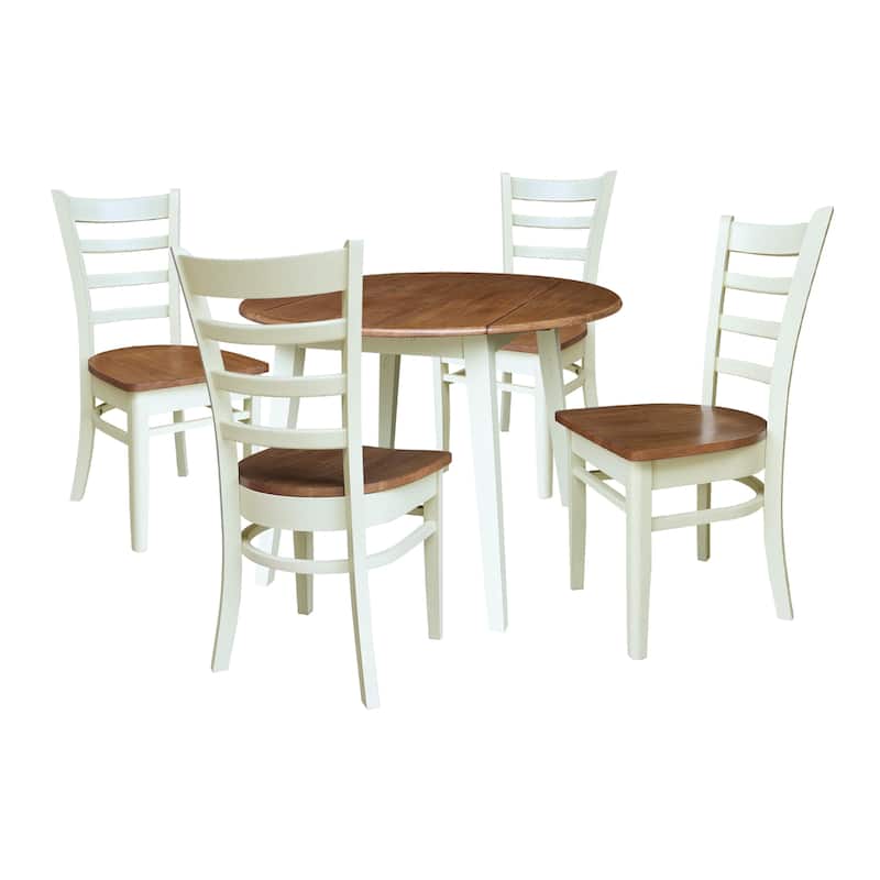 42" Round Dual Drop Leaf Dining Table with Chairs - 5-Piece