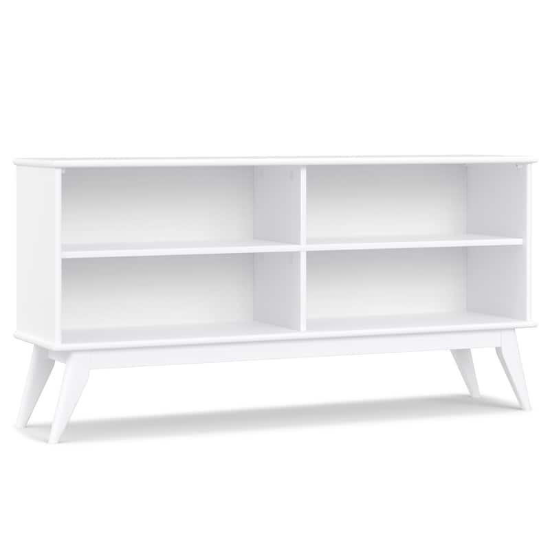 WYNDENHALL Tierney SOLID HARDWOOD 30 x 64 inch Modern Low Bookcase in Teak Brown - 14" d x 64" w x 30" h