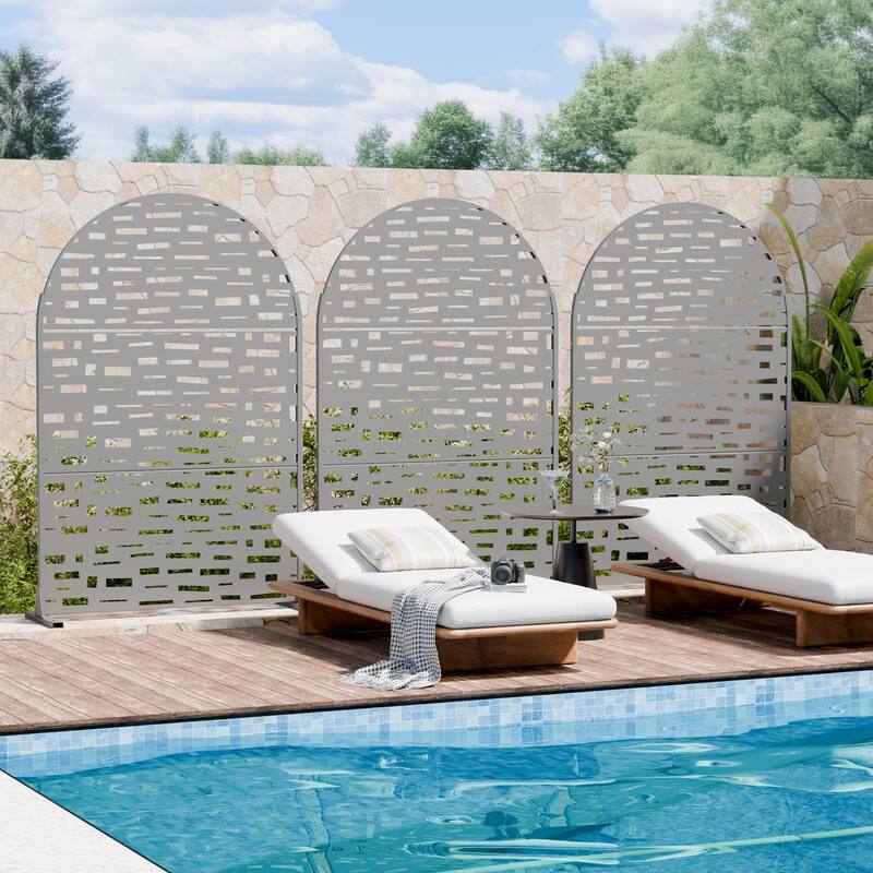 Dovelina 6ft.Outdoor Freestanding Metal Privacy Screen Decorative Garden Fence - 72"x47"